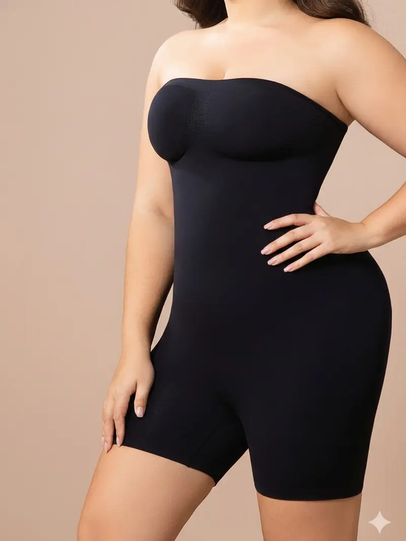 MUEE Strapless High Stretch Tummy Control Shapewear Romper Bodysuit for Women Seamless Sculpting Bodysuit Butt Lifting Body Shaper Thigh Slimmer