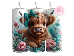20 oz Skinny Tumbler - Heiland Cow