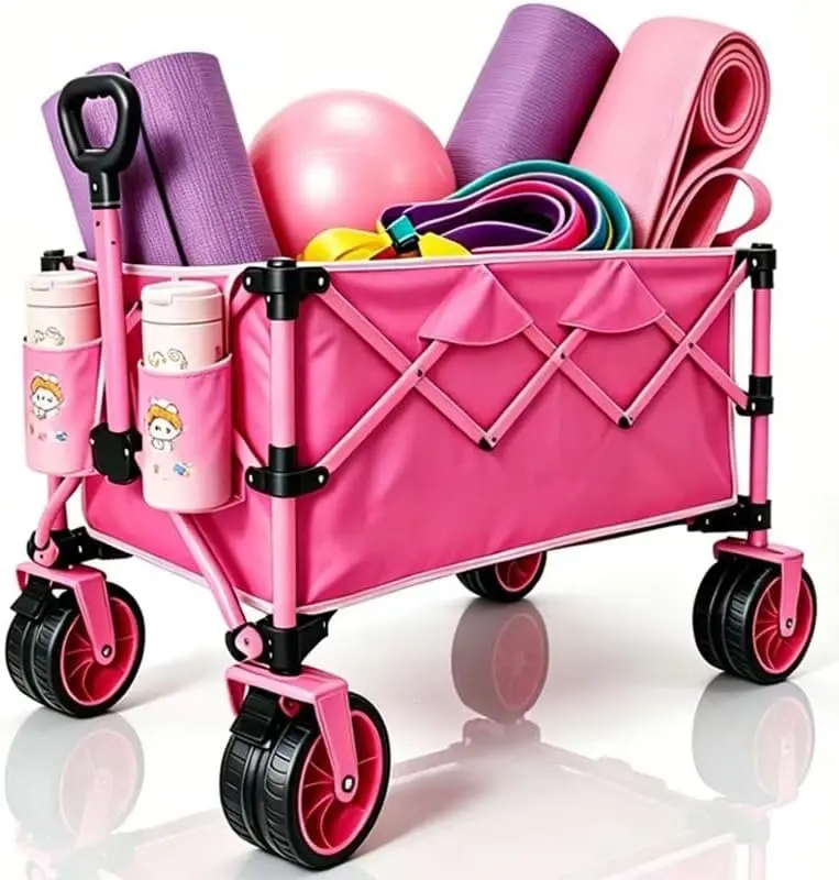 Heavy-Duty Folding Wagon Collapsible Trolley - Large Capacity, All-Terrain Wheels, Lightweight Portability for Beach Travel, Gardening, Home Improvement & Building Supplies Transport