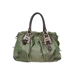 Pre-owned PRADA leather Tote Bags Green nylon parachute handbag