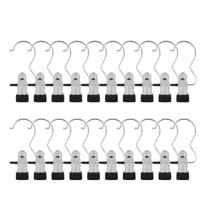 Stainless Steel Boot Hanger Clips 20-Pack Heavy Duty Closet Organizer for Pants Socks Towels Hats Boots Travel Space-Saving Clothes Clips for Home Use hanging drying wardrobe storage maximizer pursehanger