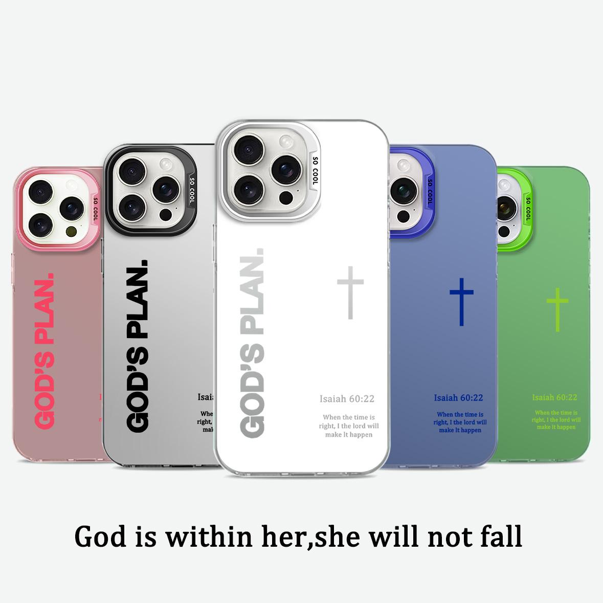 GOD’S PLAN Cross Isaiah for iPhone Samsung Galaxy Case iPhone 17Pro Max Air 16E 15Plus 14 13 12 11 S25 S24 S23 S22 Phone Case, God's Gift, Faith, personality, Gradient, Protective Silicone Cover, Protection Durable, Shockproof Drop.WC60