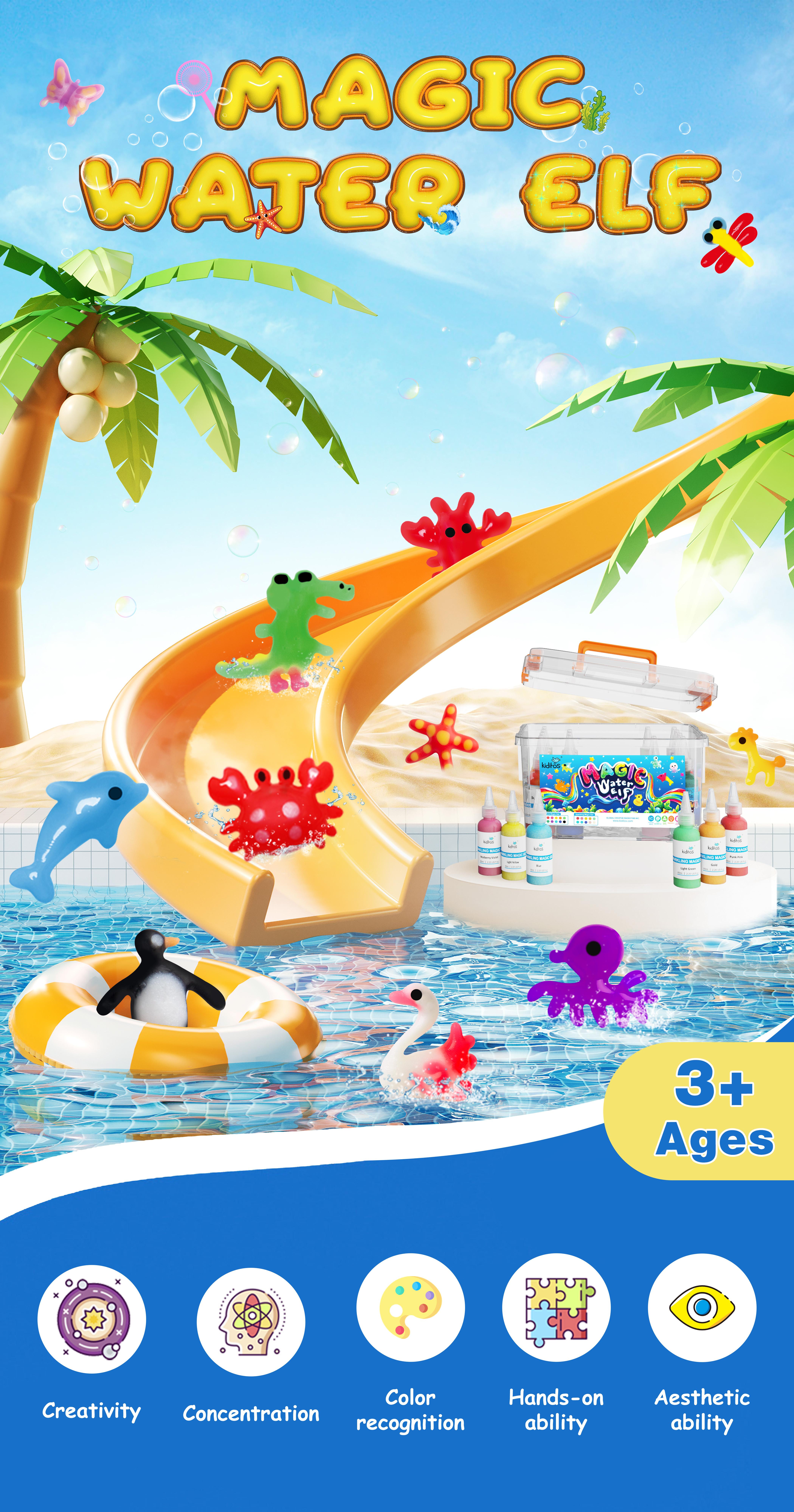 Kiditos  Magic Water Elf Toy Kit with Magic Gels, Molds - Imaginative Play, Christmas Gifts, Birthday Gifts, Party Favors, and Family-Friendly DIY STEM Projects