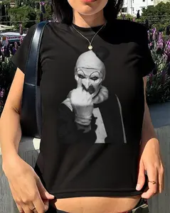 [SALE UP TO 30%] Art the Clown Middle Finger baby tee, Terrifier Funny Halloween baby tee, Terrifier 3 Tee, Gift for Halloween, New Scary Movie Terrifier Halloween, Gift For Her, Gift For Him