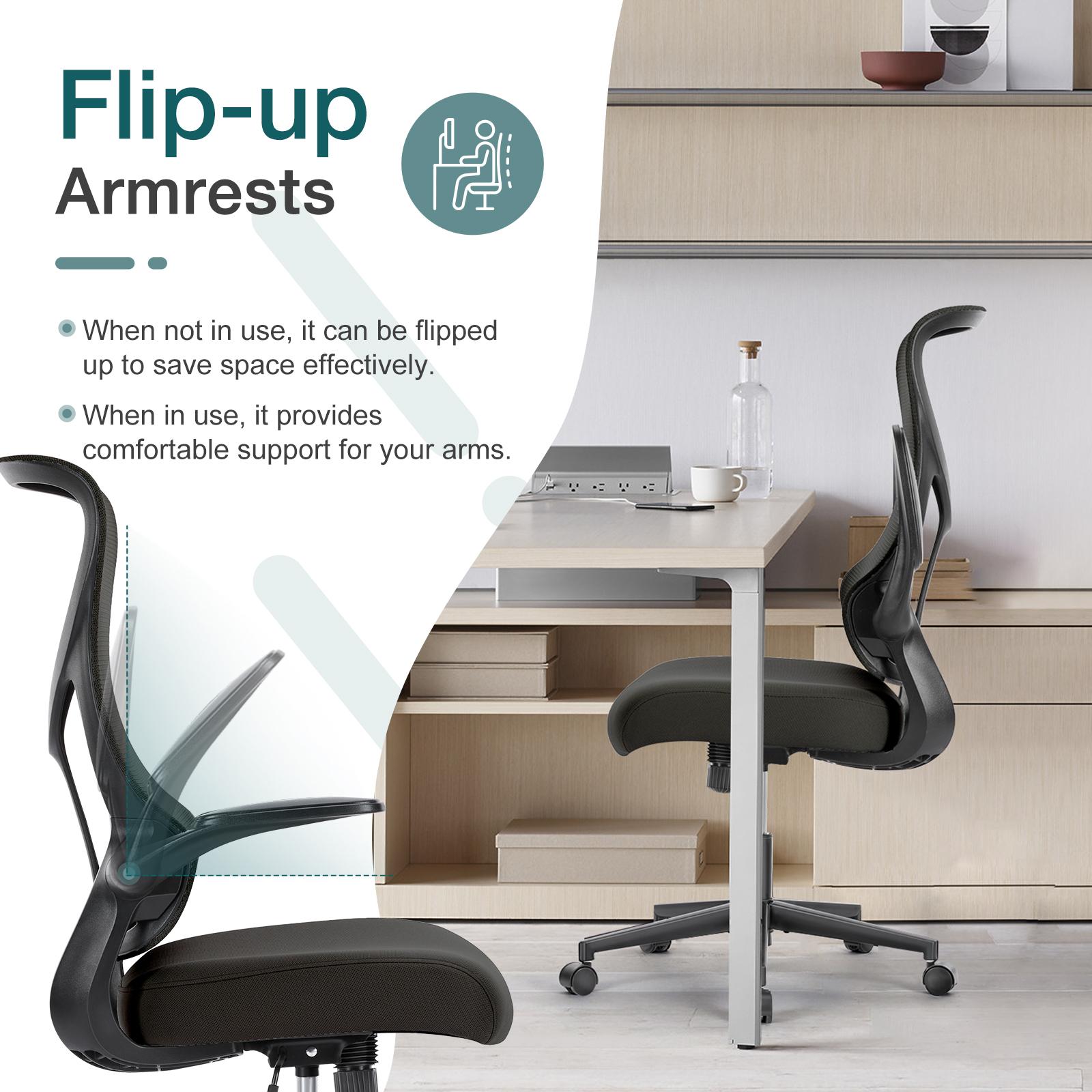 Office Chair, Ergonomic Desk Chair Computer Chair High Back Mesh Chair, Executive Home Office Chair with Flip-up Armrests, Lumbar Support, Backrest for Home Office Office Chair, Ergonomic Desk Chair Computer Chair High Back Mesh Chair, Executive Home Office Chair with Flip-up Armrests, Lumbar Support, Backrest for Home Office