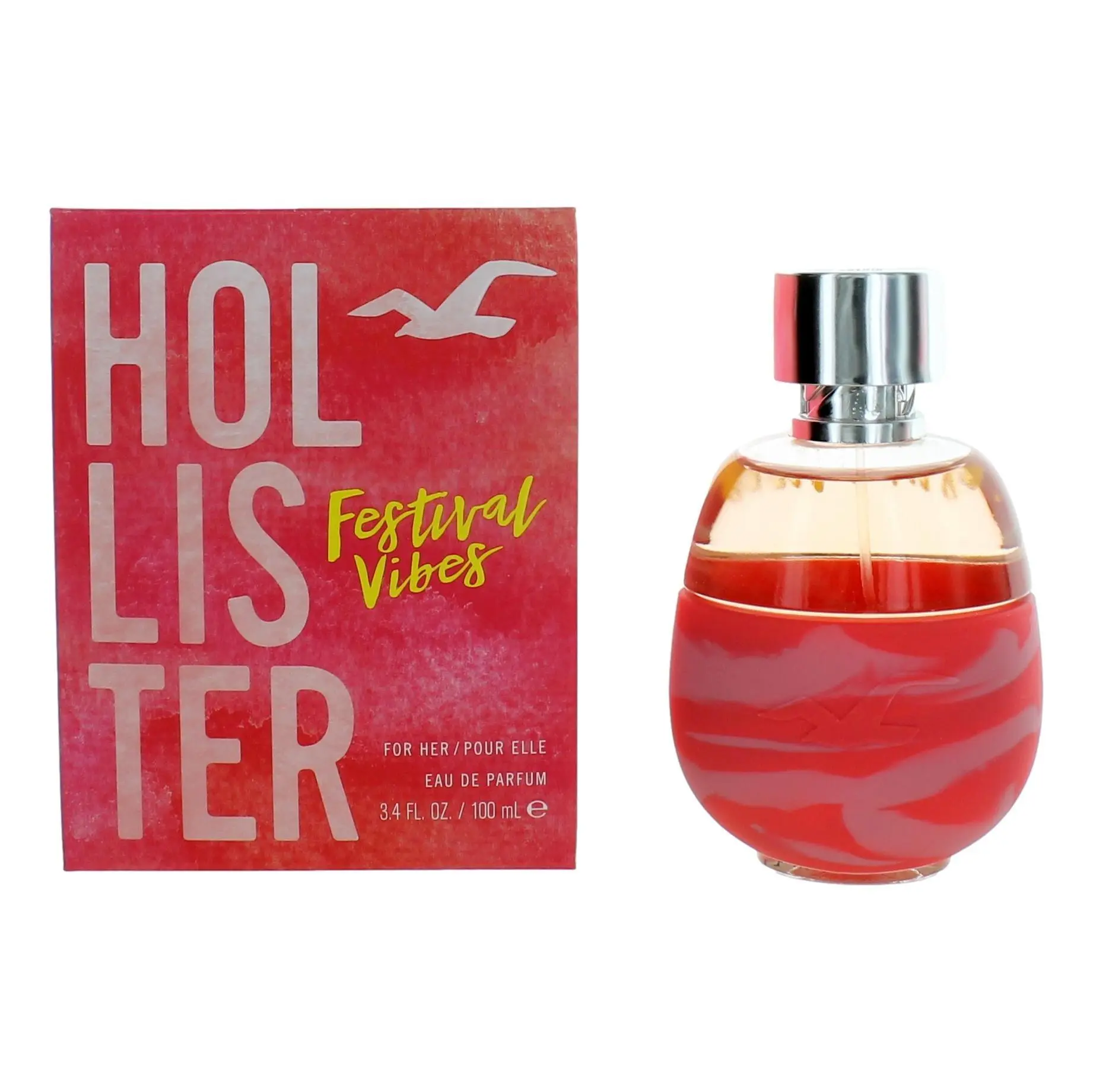 Women's Festival Vibes Eau De Parfum Spray by Hollister - 3.4 oz (3 to 3.9 fl oz), Smelling Good, Seagull Symbol