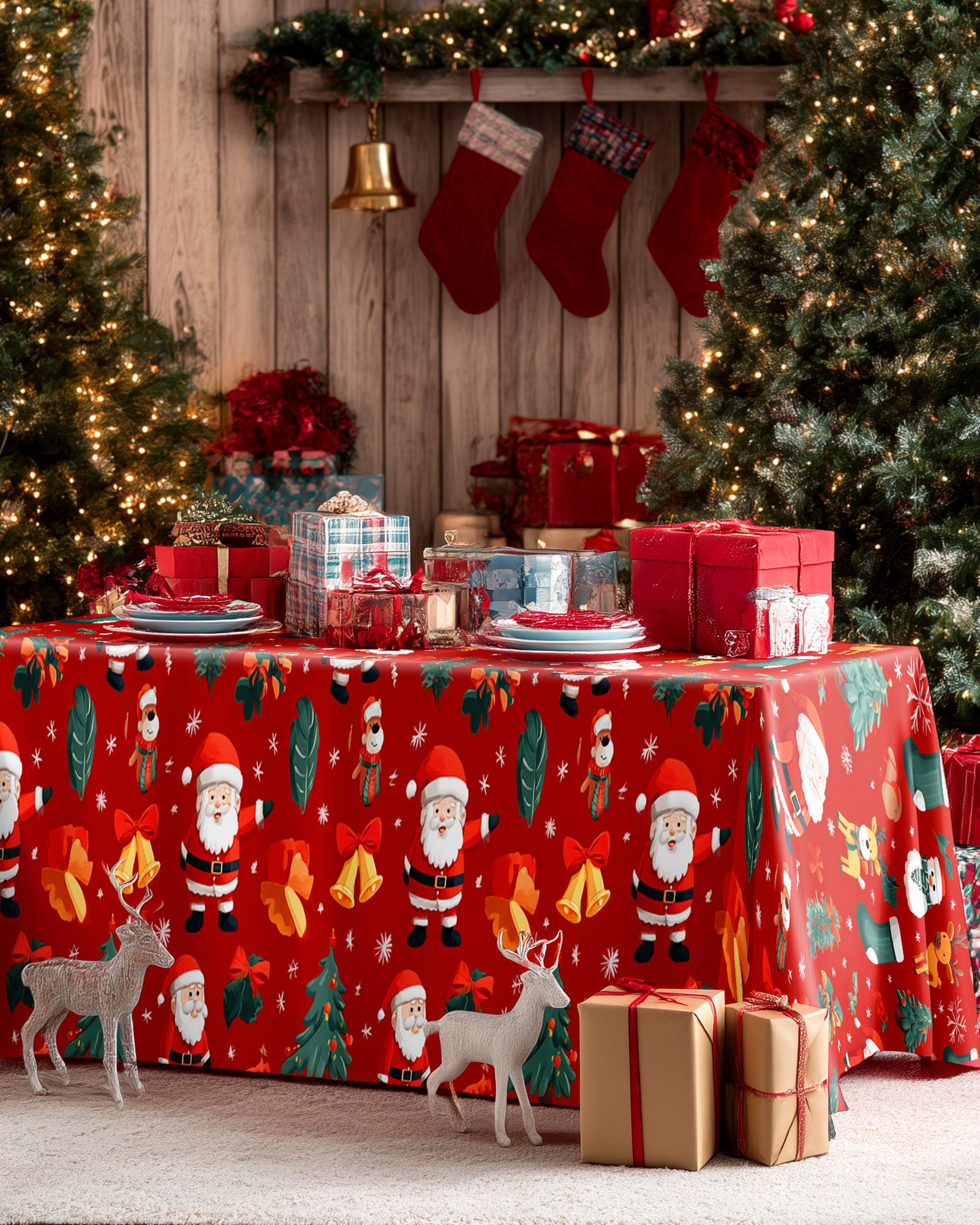 Christmas Tablecloth Disposable Plastic 4-6 Pack 54x108 Inch Leakproof Sturdy Red Green Reindeer Trees for Rectangle Tables Holiday Party Decorations TikTokShopBlackFriday