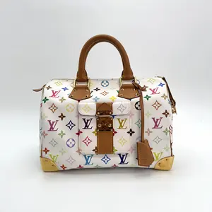 Pre-owned Louis Vuitton leather Shoulder Bags White Monogram Multicolore Speedy 30 Bag