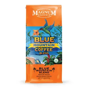 Magnum Exotics Coffee, Blue Mountain Blend - Medium-Light Roast, Whole Bean, Made from 100% Arabica Beans, Rich & Smooth Flavor, Fresh Roast - Blue Mountain Blend, 2 Lb Bag (32 oz)
