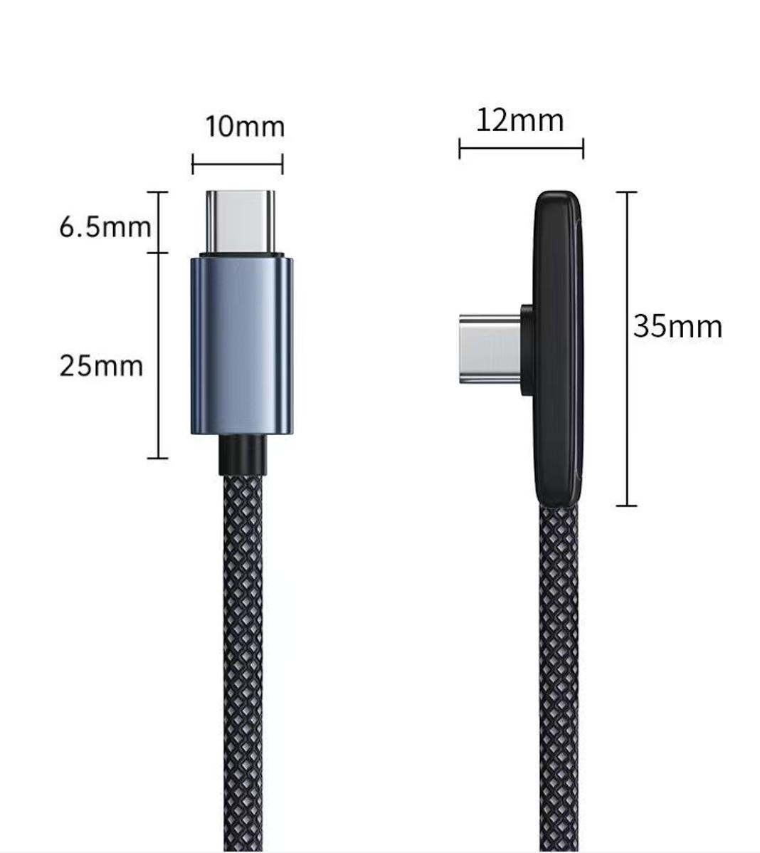 100W Right Angle USB-C Cable Fast Charging PD PPS 67W/240W 6A Braided Cord 45W USB C to USB C for iPhone15/16/17 Pro Max Samsung Android Phones Tablets Laptops 90 Degree No Hand Blocking