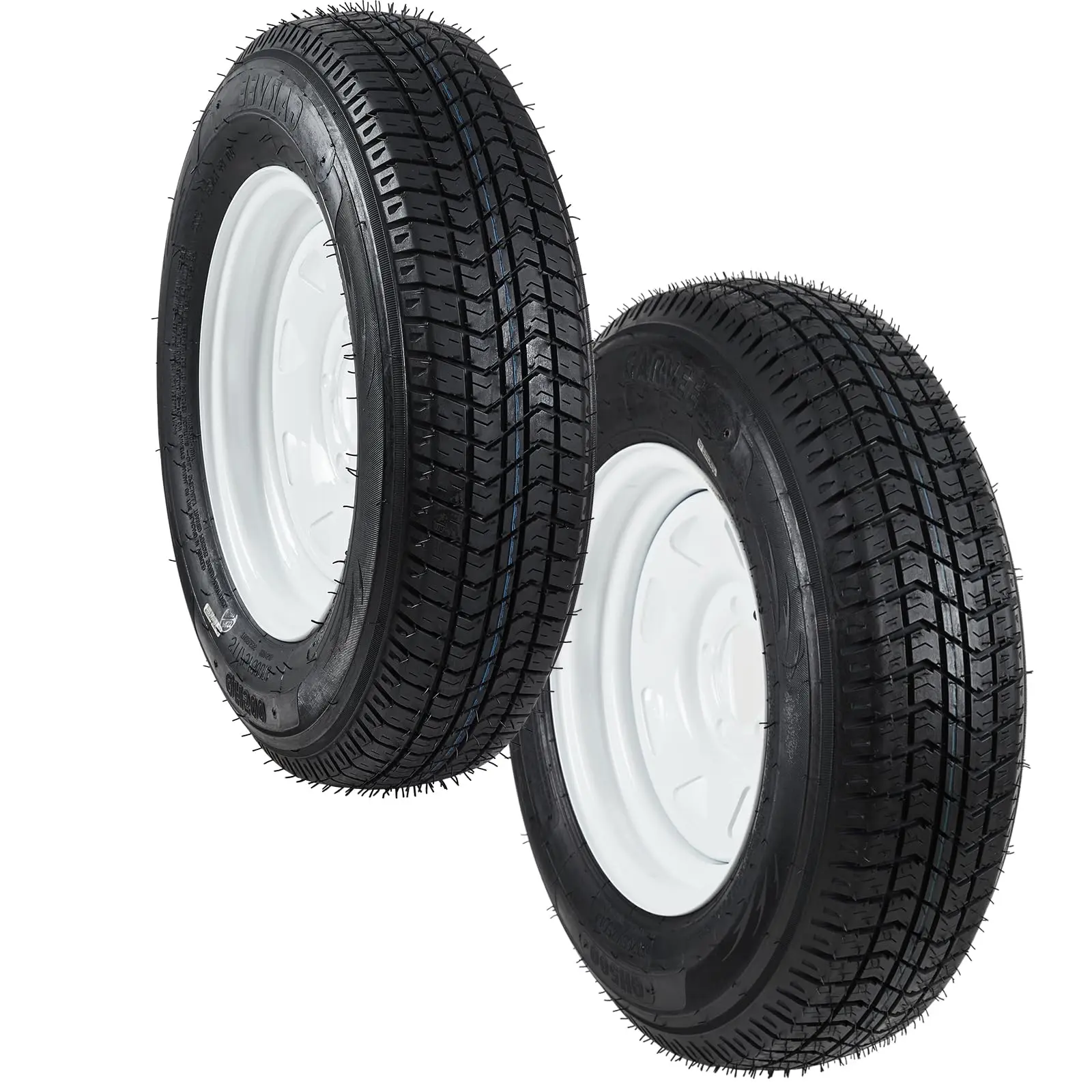 Garvee 2-Pack Trailer Tires On Rim ST205/75D14 205/75/14 175/80-13, Load Range C, 6PR, 5 Lug 14 In. White Spoke Wheel, 5 On 4.5" Durable Trailer Tire Travel/Camper/Utility/Boat, Set of 2