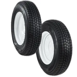 Garvee 2-Pack Trailer Tires On Rim ST205/75D14 205/75/14 175/80-13, Load Range C, 6PR, 5 Lug 14 In. White Spoke Wheel, 5 On 4.5" Durable Trailer Tire Travel/Camper/Utility/Boat, Set of 2