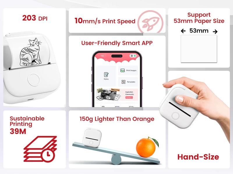 Phomemo T02 Mini Thermal Printer Wireless Pocket Printer for DIY, Journal, Student Birthday Gift - Green Sticker Bluetooth Portable toy