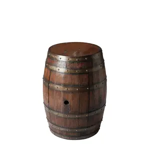 Lovell Rustic Barrel Side Table in Dark Brown  6044120