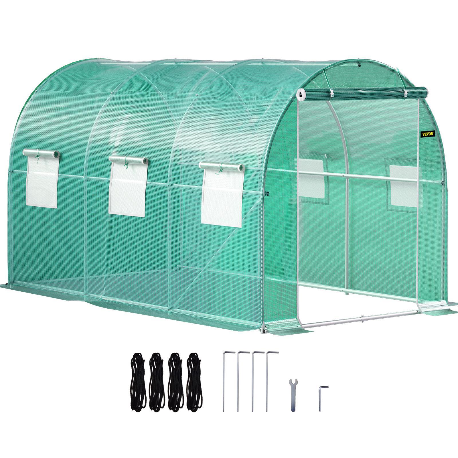 VEVOR Walk-in Tunnel Greenhouse, Portable Plant Hot House w/ Galvanized Steel Hoops, Top Beams, Diagonal Poles, Zippered Doors & Roll-up Windows VEVOR Walk-in Tunnel Greenhouse, Portable Plant Hot House w/ Galvanized Steel Hoops, Top Beams, Diagonal Poles, Zippered Doors & Roll-up Windows