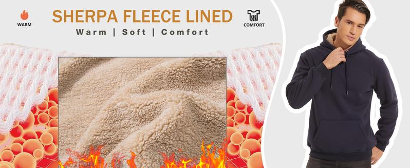 MAGCOMSEN Men's Heavy Hoodie Sherpa Fleece Lined Pullover Thick Spring Winter Hooded Sweatshirt Fallfreshness Outdoorfun