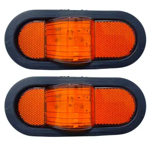 Qty 2 6" Mid Turn Signal Amber Marker Light Rubber Mount 12 LED w/Reflex Lens Universal Waterproof 6 Inch Oval Led Mid-Ship Marker and Turn Signal Semi Truck Trailer Peterbilt Kenworth Light