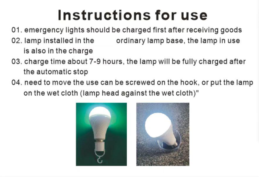 4 Pack Rechargeable Emergency Light Bulbs A19, Camping Lamp Battery Powered LED Light Bulb 6000K Daylight E26 E27 120 Volt 12W 60W Equivalent with 1200mAh for Home Power Outage Camping Hurricane