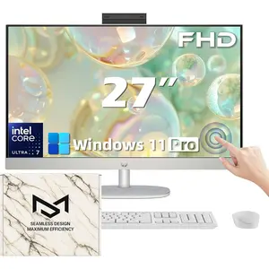 HP 27" FHD Touchscreen Business All-in-One Desktop Computer, AI Copilot, Intel 12-core Ultra 7 155U (Beats i7-1355U), Wireless KB & Mouse, Wi-Fi 6, Windows 11 Pro(32 GB RAM | 2 TB SSD)