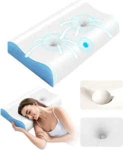 Cervical Pillow for Neck Pain Relief - Contour Pillow Memory Foam Pillows for Sleeping, Double Ear Relief Zones Neck Pillow, 6CM Enhanced Neck Support Cooling Bed Pillow for All Sleep Positions