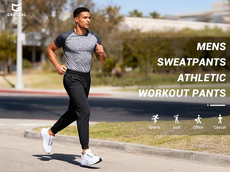 G Gradual Men's Golf Joggers Pants with Zipper Pockets Stretch Sweatpants for Men Slim Fit Track Pants Work Running Workout Clothes