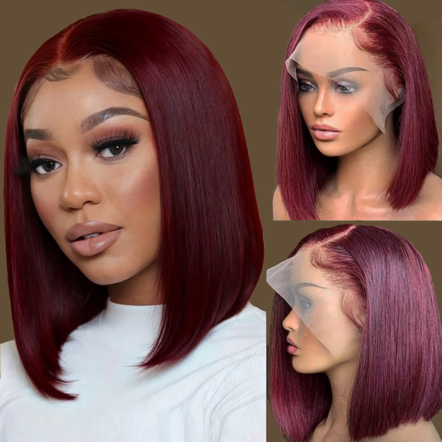 Bob Wig Human Hair Glueless Wigs Human Hair 13x4 HD Lace Front Wigs Pre Plucked Pre Cut 180% Density Short Straight Bob Wigs for Black Women 8 Inch