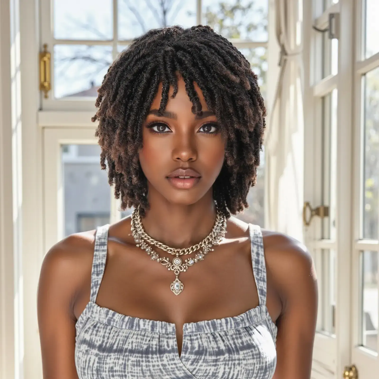 IVROSEHAIR 6 Inch Short Twist Braided Dreadlock Wig Layered Breathable Natural Synthetic Faux Locs Wig For Women