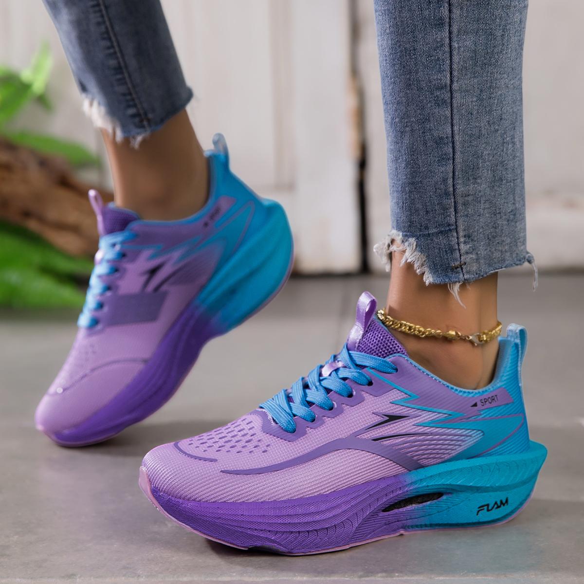 Women's lightweight breathable running shoes - carbon plate low top mesh design suitable for marathon, sprint and casual wear - all season sports shoes, sprint shoes, sports style, comfortable fit, sports shoes, fitness enthusiasts