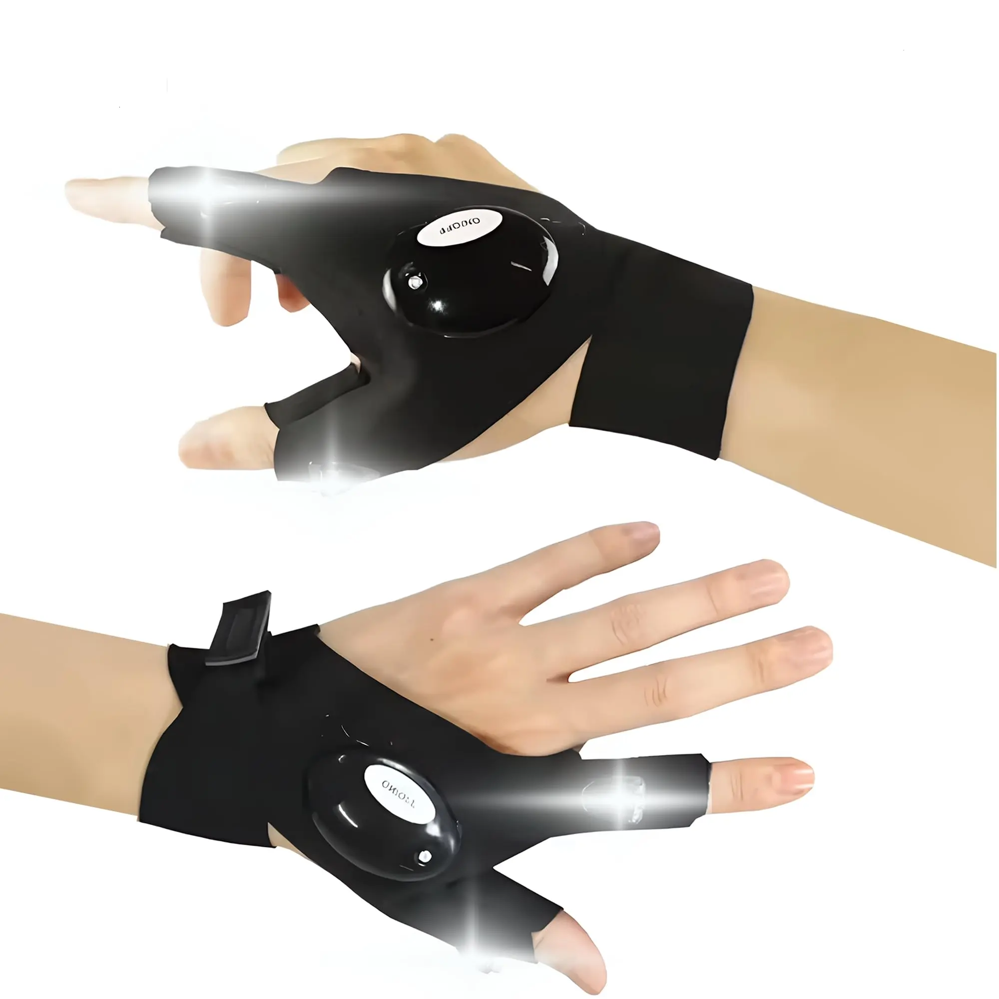LED Flashlight Gloves, Plain Fingerless Design for Men - A Thoughtful Boyfriend Gift for Birthdays with Extra Visibility for Camping & Repair, Dad, Stocking Stuffers, Fishing, Thoughtful Gift, Adults, Christmas, Male