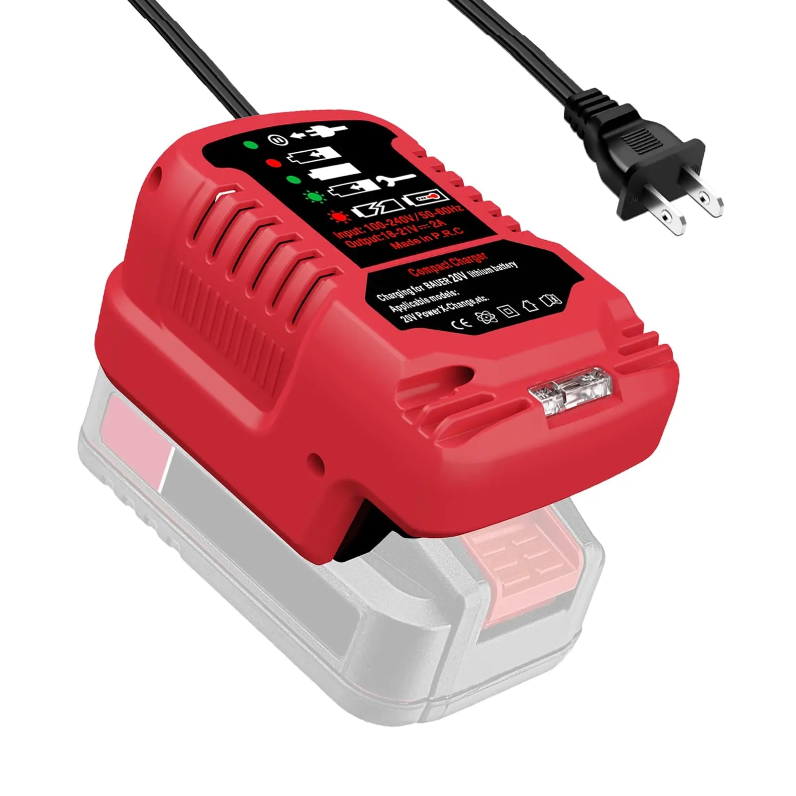 20V Compact Mini Power Tool Accessories Charger 1701C-B, Replacement for Bauer 20V Hyper.max Lithium Rechargeable Batteries (Battery Not Included), Lithium Rechargeable Battery