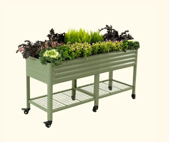 Vego Garden Rolling Elevated Raised Garden Bed V Series with Lockable Wheels & Storage Rack for Patio Porch 700 Lbs Capacity Outdoor Planter Box for Vegetables Flowers Herbs Heavy Duty Olive Green Vego Garden Rolling Elevated Raised Garden Bed V Series with Lockable Wheels & Storage Rack for Patio Porch 700 Lbs Capacity Outdoor Planter Box for Vegetables Flowers Herbs Heavy Duty Olive Green