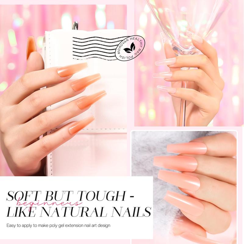 MOROVAN 8 Colors Poly Gel Nail Starter Kit - with U V Lamp 48W Complete Poly Gel Kit for Beginners with Everything Professional