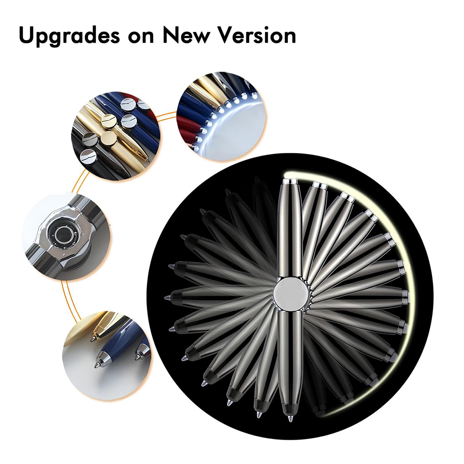 Fidget Spinner Pen Metal Ballpoint, Stress Relief Rotating Pen with LED Light, Writing Pen, Help ADHD Stress Reducer Ballpoint Pen Gift Pen Anti Anxiety, Office Stationery & Supplies, Office Accessories