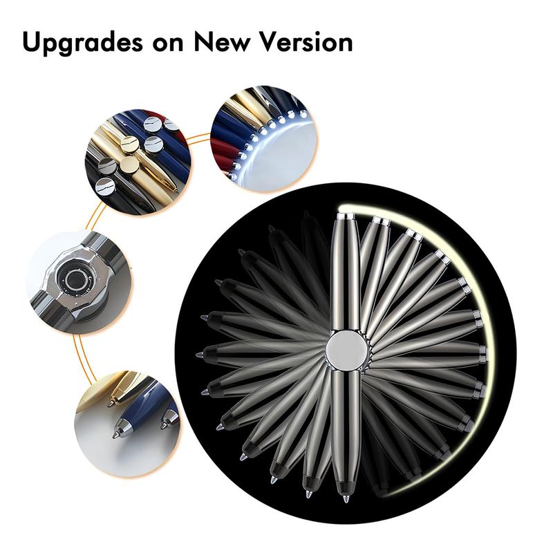 Fidget Spinner Pen Metal Ballpoint, Stress Relief Rotating Pen with LED Light, Writing Pen, Help ADHD Stress Reducer Ballpoint Pen Gift Pen Anti Anxiety, Office Stationery & Supplies, Office Accessories