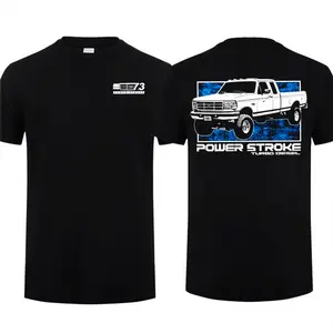 Powerstroke Turbo OBS 7.3 Trucks T-Shirt Ford Gang Men's Cotton Short Sleeve Car Graphic Tee Casual Menswear Ford Lover