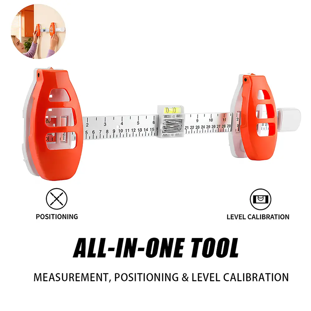 Picture Hanging Tool with Level, Picture Frame Hanging Ruler, Wall Alignment & Marking Tool, Easy Install Frame Leveling Tool for Wall Decor, Artwork, DIY Crafts & Home Organization Measuring Tool