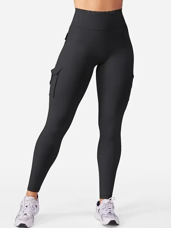 YEOREO CoreFlex Women Workout Cargo Leggings Hidden Scrunch, Butt Lifting, Gym, Yoga Pants, 25"/28"