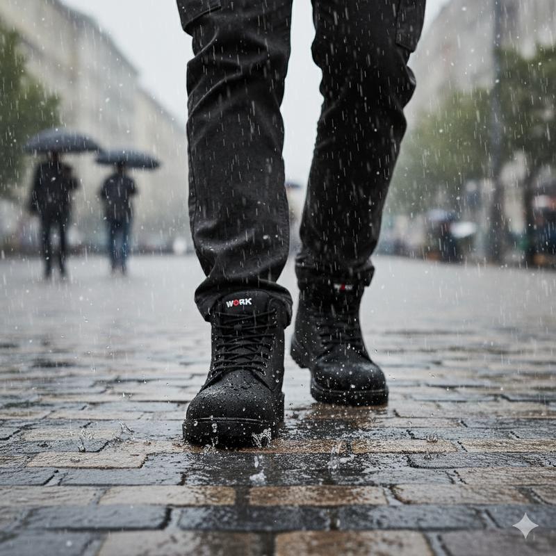 LARNMERN Men's Winter Waterproof Work Boots Genuine Leather Warm Lightweight Slip-Resistant Anti-Slip Durable Sole Comfortable Fit