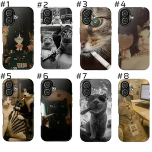 Funny Cat Phone Case Smoking Cat Design, Dark Humor Aesthetic Cover for iPhone Samsung, Cool Gift for Cat Lovers Friends