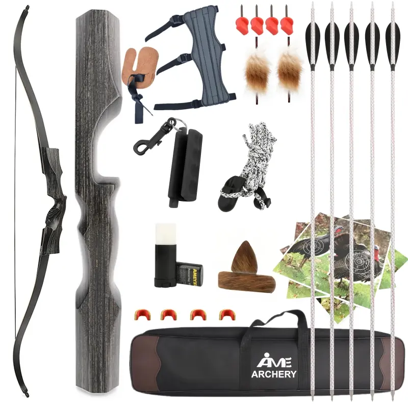 1 set of reverse recurve bow suit 55 pounds bow and arrow adult suit shooting archery leisure training competition etc to improve archery accuracy