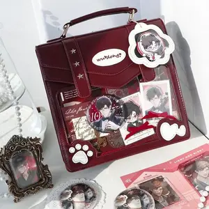 RIVERICH Anime Ita Bag PU Leather Shoulder Bag withDisplay Window, Studded Handbag with Adjustable Strap