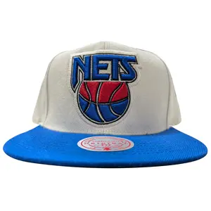 Mitchell & Ness Off Wht/Blue NBA New Jersey Nets Natural XL HWC Snapback