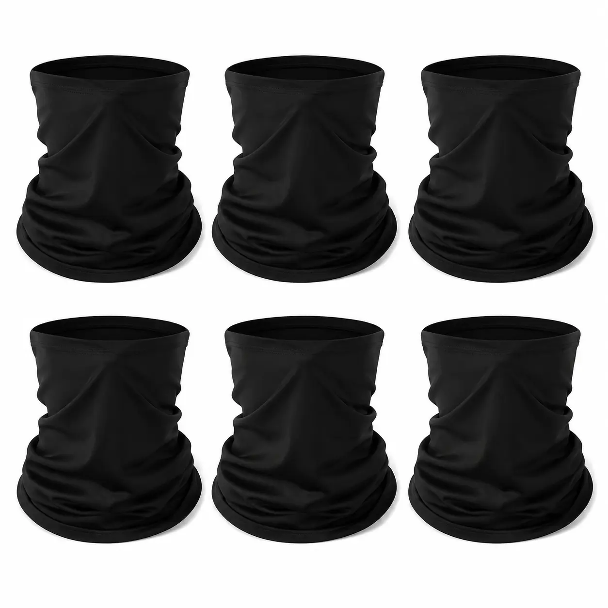 6-Pack Unisex Multi-Use Neck Gaiter Face Mask - UV Sun Protection, Breathable Stretch Fabric, Snug Fit Outdoor Wear for Motorcycle, Fishing - Sports & Outdoor Face Cover Essentials