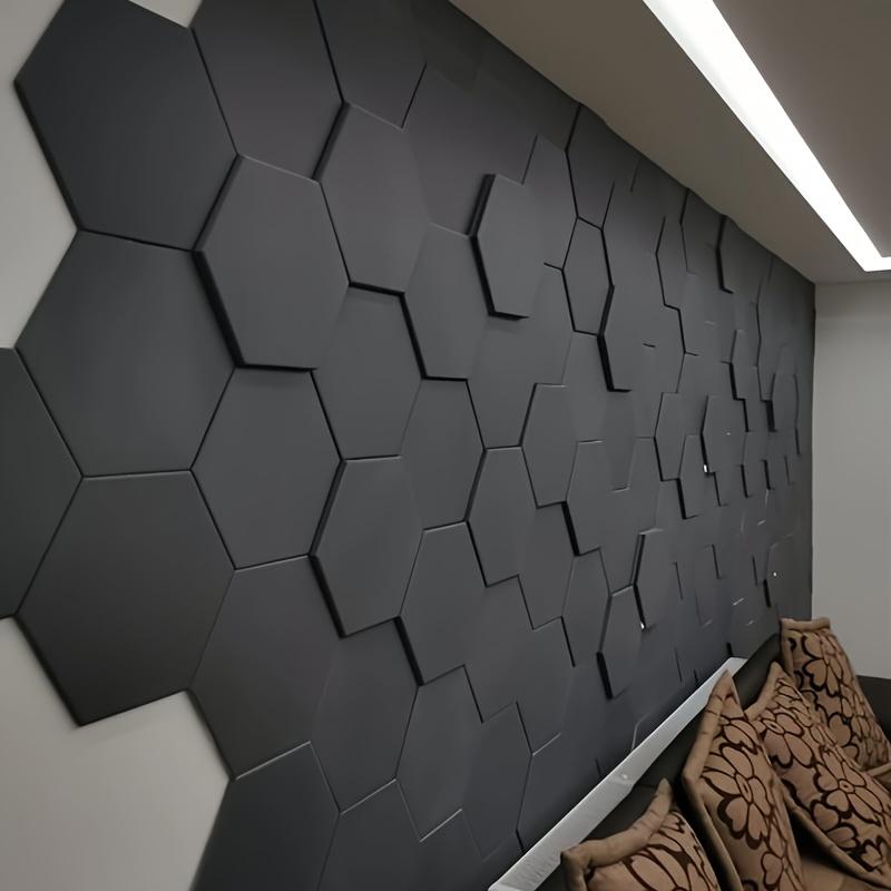 Hexagonal Acoustic Panels, 6-Pack Self-Adhesive Soundproofing Foam, High-Density Sound Absorbing Foam Panels, 12×10-inch Hexagonal Wall Acoustic Panels, Suitable for Living Room, Bedroom, Studio, DIY Assembly,Home,ReccordingRoom,girl room accessories