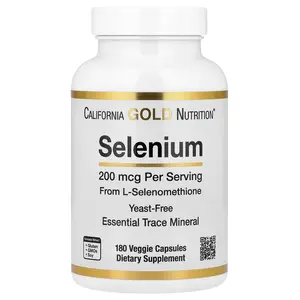 California Gold Nutrition Selenium, Yeast-Free, 200 mcg, 180 Veggie Capsules