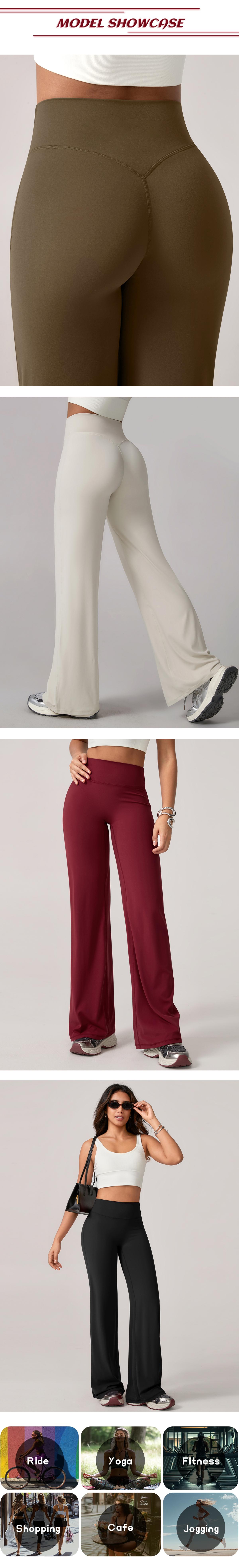 TimeOFF Women's Wide-Leg Pants – High-Waisted, Draped Pant Legs for Comfort & Flattering Fit in Yoga, Workouts & Daily Casual Wear Outfits Chic elastic waist yoga pant gym