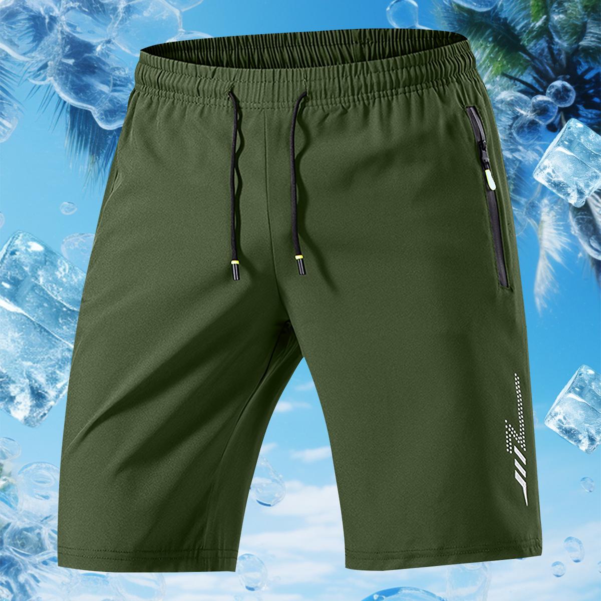 Men's sports shorts, summer casual quick-dry elastic waistband drawstring shorts with zipper pockets, durable and comfortable, suitable for gym workouts and outdoor leisure activities, perfect as a gift gear
