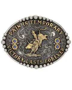 Montana Silversmiths Women's Pain Is Temporary Bull Riding Buckle - A829