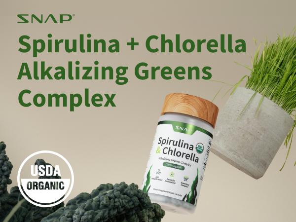 Snap Supplements - Spirulina + Chlorella - 30 Servings - Natural Supplement Capsules Healthcare Edible