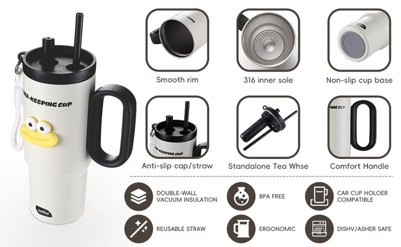 25oz Stainless Steel Tumbler with Handle and Straw Lid 750ml Leak-Proof Travel Mug Fits in Car Cup Holder Reusable Insulated Water Bottle for Women Men and Teens Perfect Gift Drinkware Flask